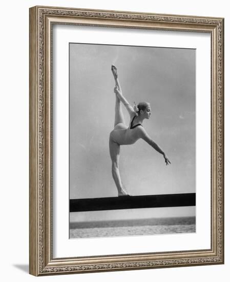 Gymnast Cathy Rigby, Training on Balancing Beam-John Dominis-Framed Premium Photographic Print