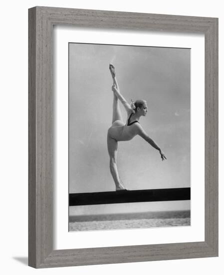 Gymnast Cathy Rigby, Training on Balancing Beam-John Dominis-Framed Premium Photographic Print