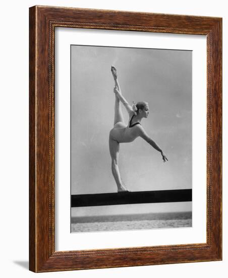 Gymnast Cathy Rigby, Training on Balancing Beam-John Dominis-Framed Premium Photographic Print