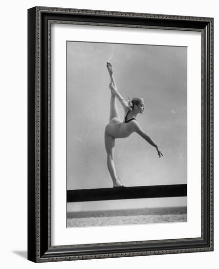 Gymnast Cathy Rigby, Training on Balancing Beam-John Dominis-Framed Premium Photographic Print