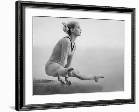 Gymnast Cathy Rigby, Training on Balancing Beam-John Dominis-Framed Premium Photographic Print