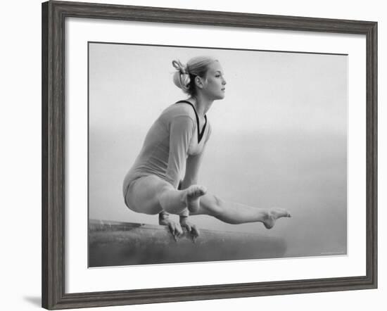 Gymnast Cathy Rigby, Training on Balancing Beam-John Dominis-Framed Premium Photographic Print