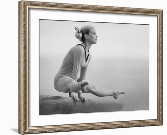 Gymnast Cathy Rigby, Training on Balancing Beam-John Dominis-Framed Premium Photographic Print