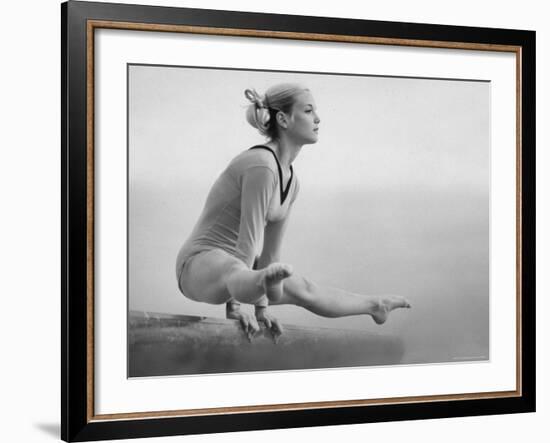 Gymnast Cathy Rigby, Training on Balancing Beam-John Dominis-Framed Premium Photographic Print