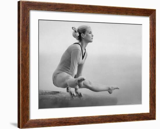 Gymnast Cathy Rigby, Training on Balancing Beam-John Dominis-Framed Premium Photographic Print