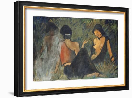 Gypsies by the Campfire (Recto); Zigeunerinnen Am Lagerfeuer (Recto), c.1927-Otto Muller or Mueller-Framed Giclee Print