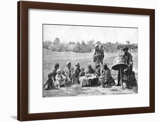 Gypsies Mending a Family Cauldron, Hungary, 1922-AW Cutler-Framed Giclee Print