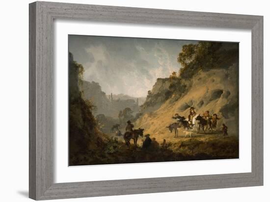 Gypsies with an Ass Race, 1792 (Oil on Canvas)-Julius Caesar Ibbetson-Framed Giclee Print