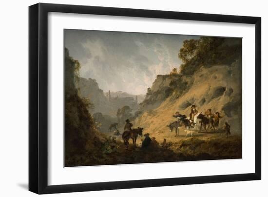 Gypsies with an Ass Race, 1792 (Oil on Canvas)-Julius Caesar Ibbetson-Framed Giclee Print