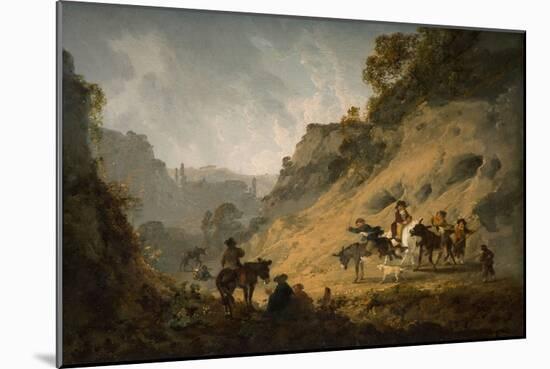 Gypsies with an Ass Race, 1792 (Oil on Canvas)-Julius Caesar Ibbetson-Mounted Giclee Print