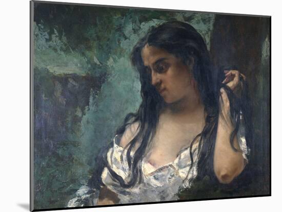Gypsy in Reflection-Gustave Courbet-Mounted Photographic Print