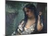 Gypsy in Reflection-Gustave Courbet-Mounted Photographic Print