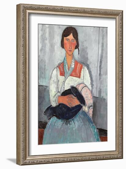 Gypsy Woman with Baby, 1919-Amedeo Modigliani-Framed Giclee Print