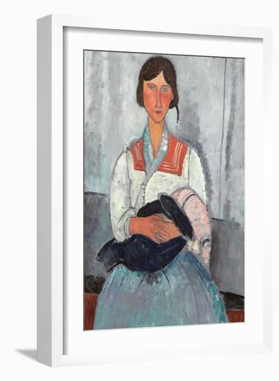 Gypsy Woman with Baby, 1919-Amedeo Modigliani-Framed Giclee Print