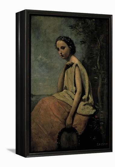 Gypsy Woman With Tambourine-Jean-Baptiste-Camille Corot-Framed Premier Image Canvas