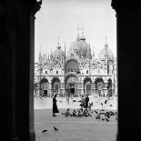 1920s 1930s VIEW THROUGH DOORWAY TO PEOPLE FEEDING PIGEONS IN FRONT OF ST. MARKS CATHEDRAL VENIC...-H. Armstrong Roberts-Photographic Print