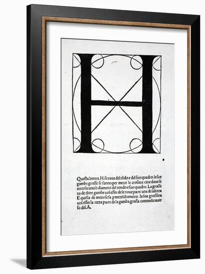 H, Illustration from 'Divina Proportione' by Luca Pacioli (C.1445-1517), Originally Pub. Venice,…-Leonardo da Vinci-Framed Giclee Print