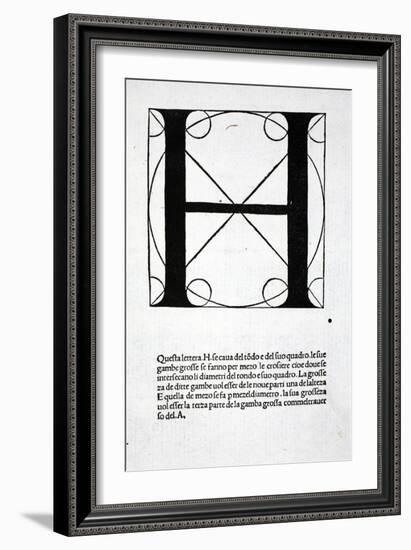 H, Illustration from 'Divina Proportione' by Luca Pacioli (C.1445-1517), Originally Pub. Venice,…-Leonardo da Vinci-Framed Giclee Print