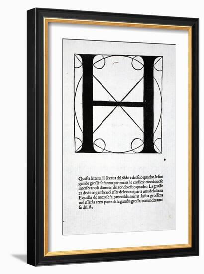 H, Illustration from 'Divina Proportione' by Luca Pacioli (C.1445-1517), Originally Pub. Venice,…-Leonardo da Vinci-Framed Giclee Print