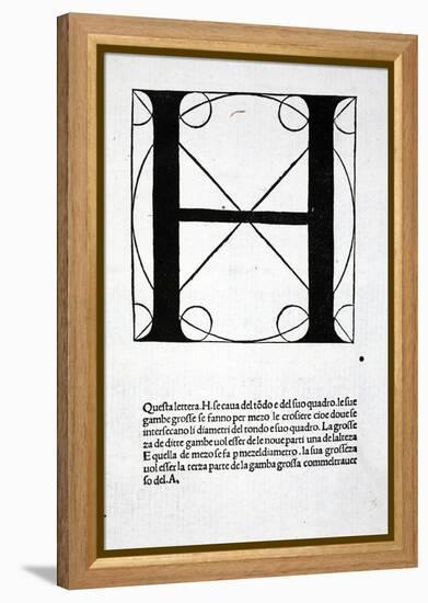 H, Illustration from 'Divina Proportione' by Luca Pacioli (C.1445-1517), Originally Pub. Venice,…-Leonardo da Vinci-Framed Premier Image Canvas