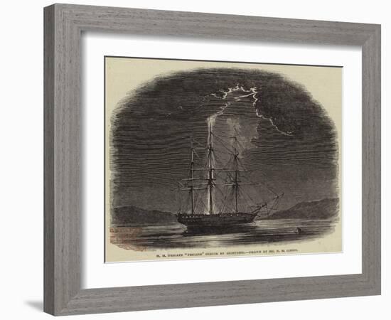 H M Frigate Fisgard Struck by Lightning-Nicholas Matthews Condy-Framed Giclee Print