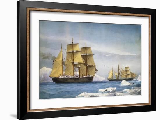 H.M.S. Alert and Discovery on the Arctic Expedition of 1865-1866-William Frederick Mitchell-Framed Giclee Print