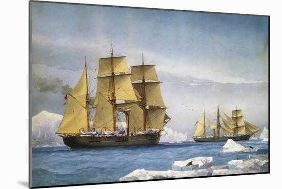 H.M.S. Alert and Discovery on the Arctic Expedition of 1865-1866-William Frederick Mitchell-Mounted Giclee Print