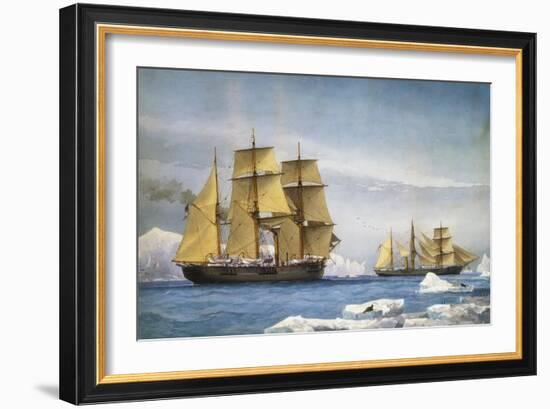 H.M.S. Alert and Discovery on the Arctic Expedition of 1865-1866-William Frederick Mitchell-Framed Giclee Print