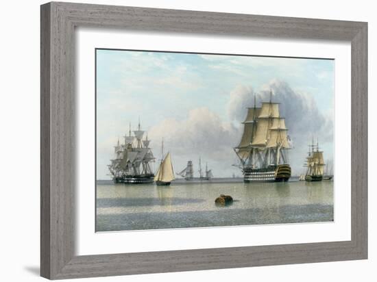 H.M.S. Britannia and Other Shipping in Calm Waters-John Of Hull Ward-Framed Giclee Print