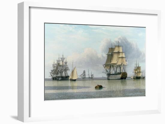 H.M.S. Britannia and Other Shipping in Calm Waters-John Of Hull Ward-Framed Giclee Print