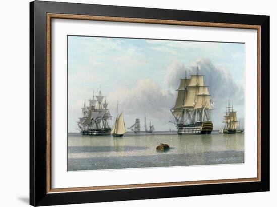 H.M.S. Britannia and Other Shipping in Calm Waters-John Of Hull Ward-Framed Giclee Print