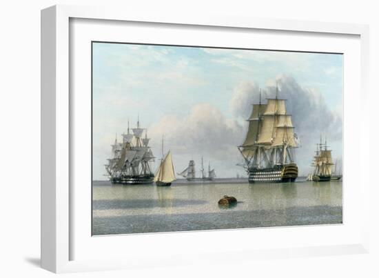 H.M.S. Britannia and Other Shipping in Calm Waters-John Of Hull Ward-Framed Giclee Print