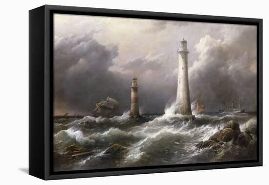 H.M.S. 'Lord Warden' off the Eddystone Lighthouses, 1882-Richard Bridges Beechey-Framed Premier Image Canvas