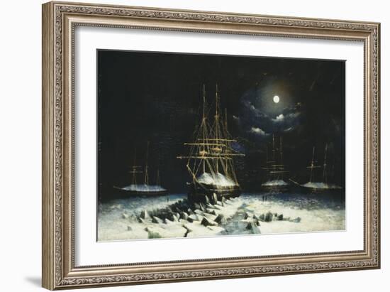 H.M.S Resolute, Assistance, Intrepid and Pioneer wintering in the Arctic, 1850-51-null-Framed Giclee Print