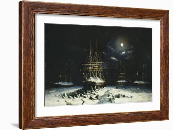 H.M.S Resolute, Assistance, Intrepid and Pioneer wintering in the Arctic, 1850-51-null-Framed Giclee Print