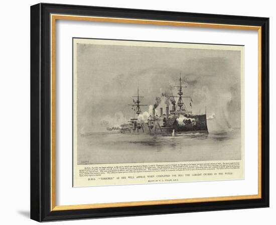 H M S Terrible as She Will Appear When Completed for Sea, the Largest Cruiser in the World-William Lionel Wyllie-Framed Giclee Print