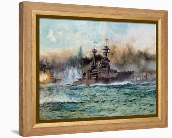 H.M.S Vanguard at the Battle of Jutland, 1924-Charles Edward Dixon-Framed Premier Image Canvas