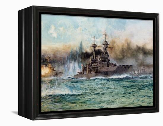 H.M.S Vanguard at the Battle of Jutland, 1924-Charles Edward Dixon-Framed Premier Image Canvas