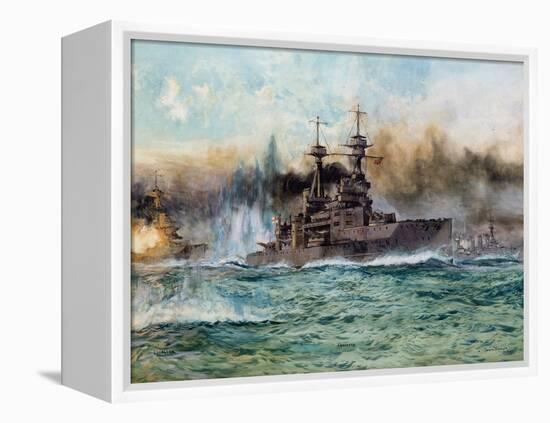 H.M.S Vanguard at the Battle of Jutland, 1924-Charles Edward Dixon-Framed Premier Image Canvas