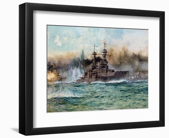 H.M.S Vanguard at the Battle of Jutland, 1924-Charles Edward Dixon-Framed Giclee Print