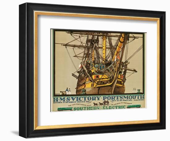 H.M.S. Victory, Portsmouth, Poster Advertising Southern Electric Railways-Kenneth Shoesmith-Framed Giclee Print