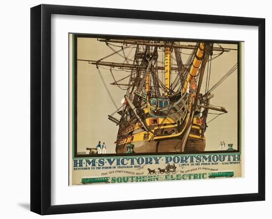 H.M.S. Victory, Portsmouth, Poster Advertising Southern Electric Railways-Kenneth Shoesmith-Framed Giclee Print