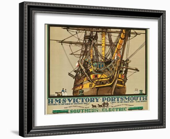 H.M.S. Victory, Portsmouth, Poster Advertising Southern Electric Railways-Kenneth Shoesmith-Framed Giclee Print