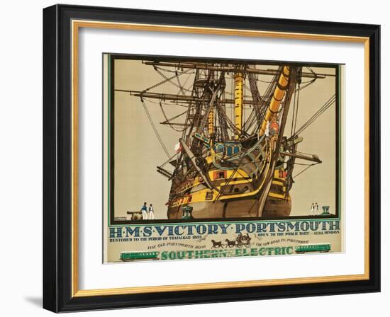 H.M.S. Victory, Portsmouth, Poster Advertising Southern Electric Railways-Kenneth Shoesmith-Framed Giclee Print