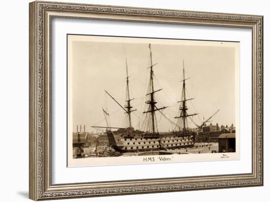 H.M.S. Victory, Sailing Ship, Canonship, Port-null-Framed Giclee Print