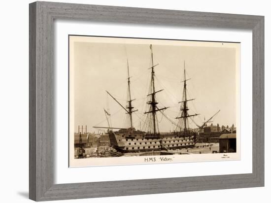 H.M.S. Victory, Sailing Ship, Canonship, Port-null-Framed Giclee Print