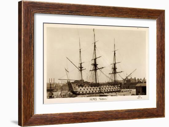 H.M.S. Victory, Sailing Ship, Canonship, Port-null-Framed Giclee Print