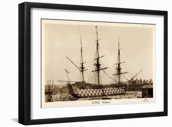 H.M.S. Victory, Sailing Ship, Canonship, Port-null-Framed Giclee Print