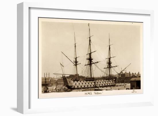 H.M.S. Victory, Sailing Ship, Canonship, Port-null-Framed Giclee Print