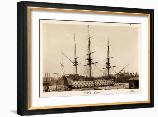 H.M.S. Victory, Sailing Ship, Canonship, Port-null-Framed Giclee Print